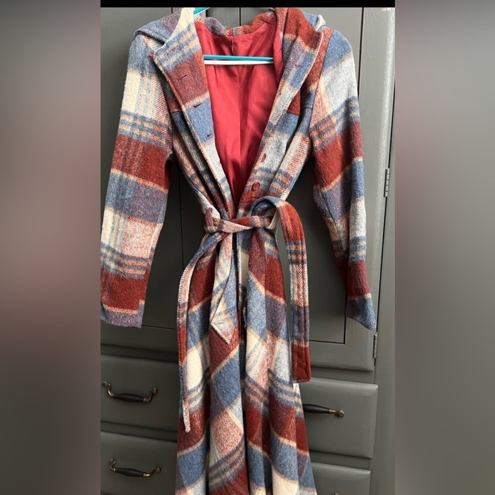 70’s hooded wool wrap coat- Vintage Coat- like NEW!